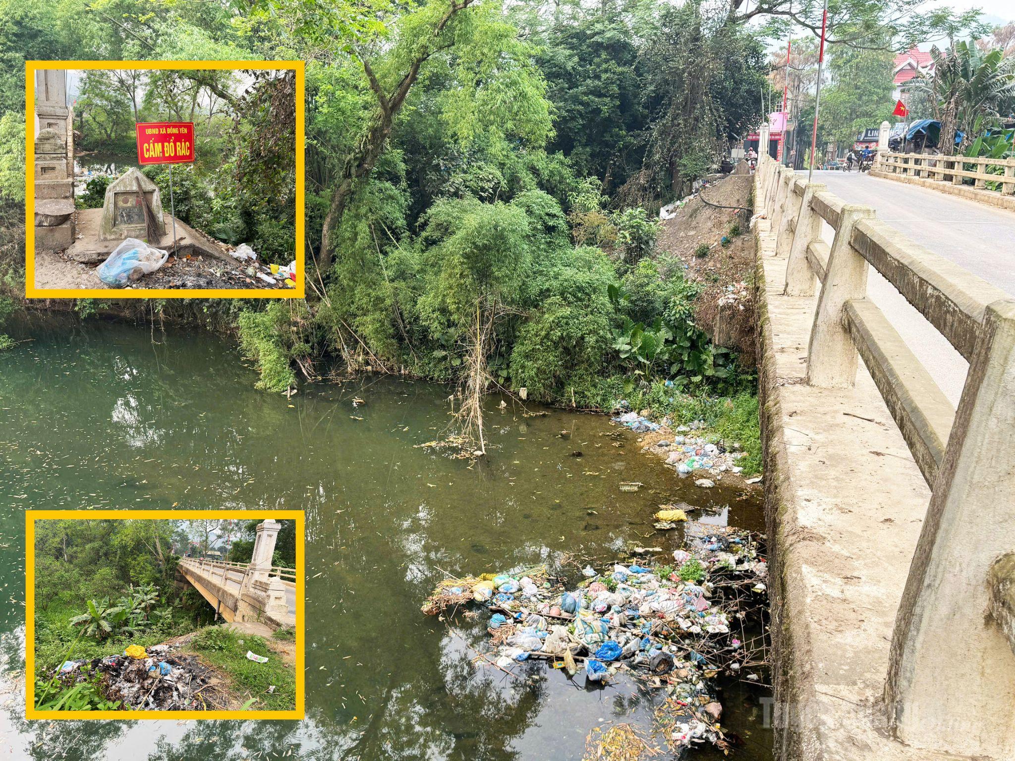 Xả rác thải bừa bãi ra môi trường tại khu vực cầu Kiềng, thôn Kè Nhạn, xã Đồng Yên. Ảnh chụp ngày 15-4-2026.
