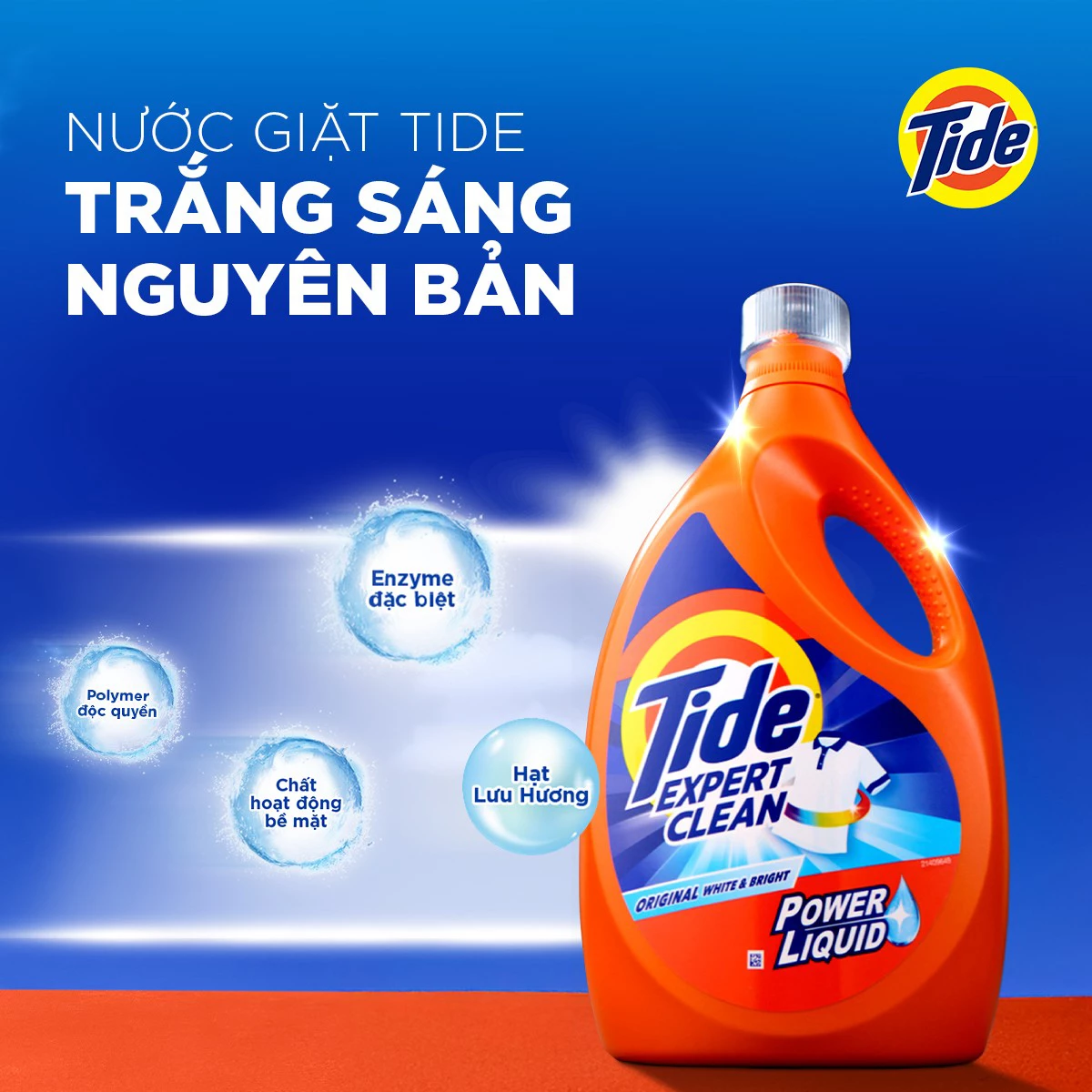 Nước giặt Tide trắng sáng nguyên bản.