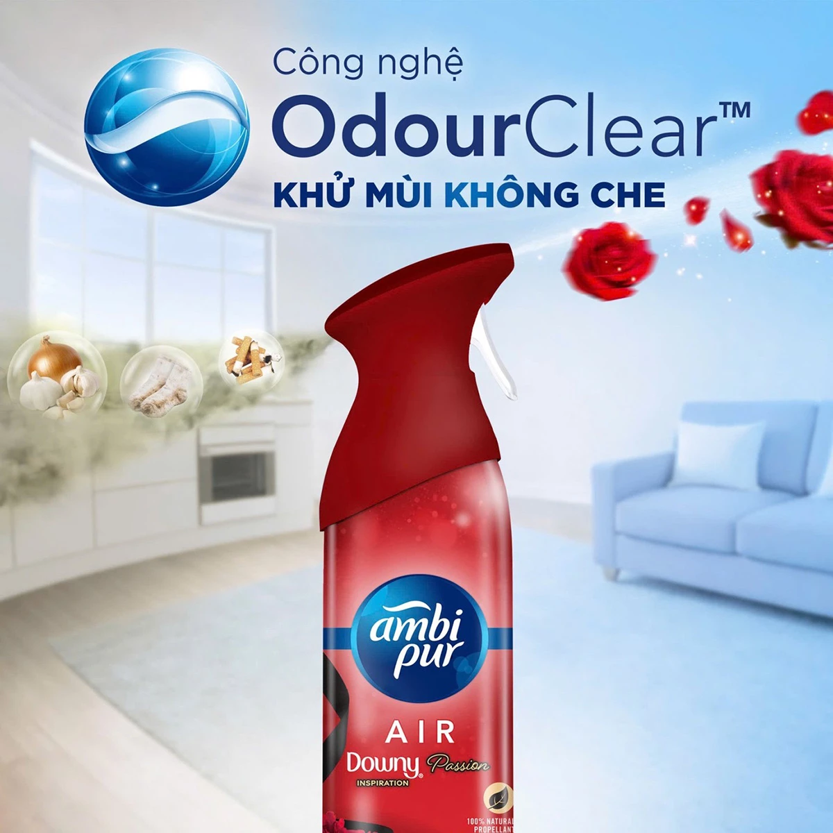 Công nghệ OdourClear™ Technology giúp xịt phòng Ambi Pur loại bỏ tác nhân gây mùi từ tận gốc.