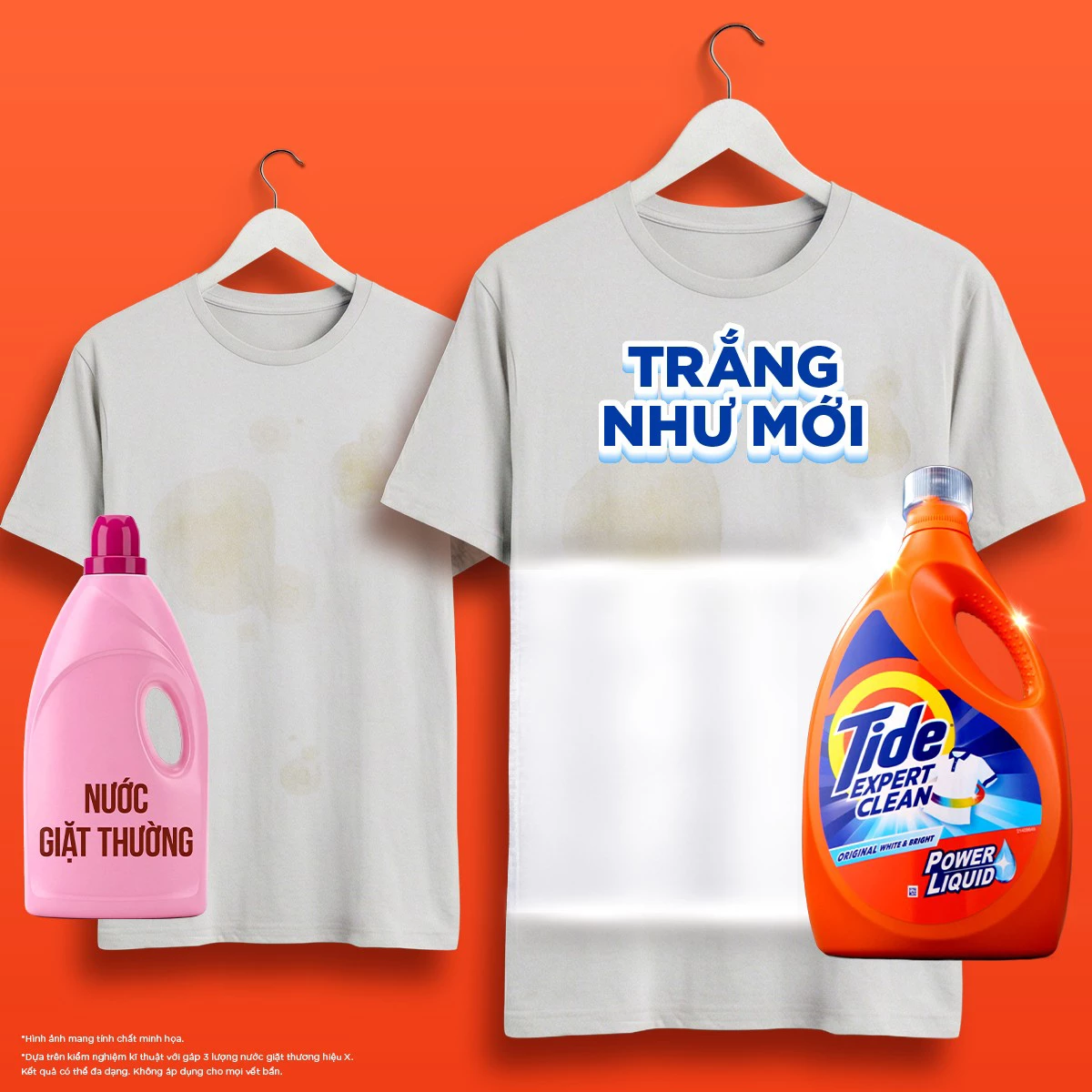 Nước giặt Tide đánh bay mọi vết ố vàng, giúp áo trắng tinh như mới.