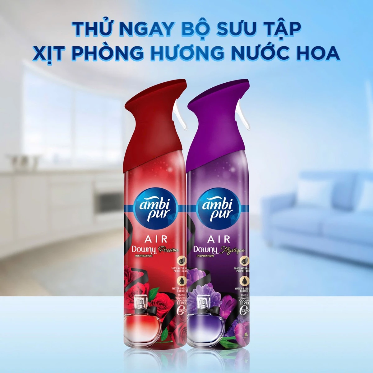 Bộ sưu tập xịt phòng Ambi Pur hương nước hoa Downy mới.