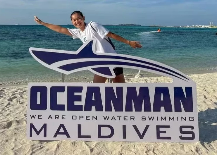 Nguyen Thi Anh Vien impresses international experts with her performance at the Oceanman Maldives 2026 open water swimming championship. (Photo courtesy of the swimmer)