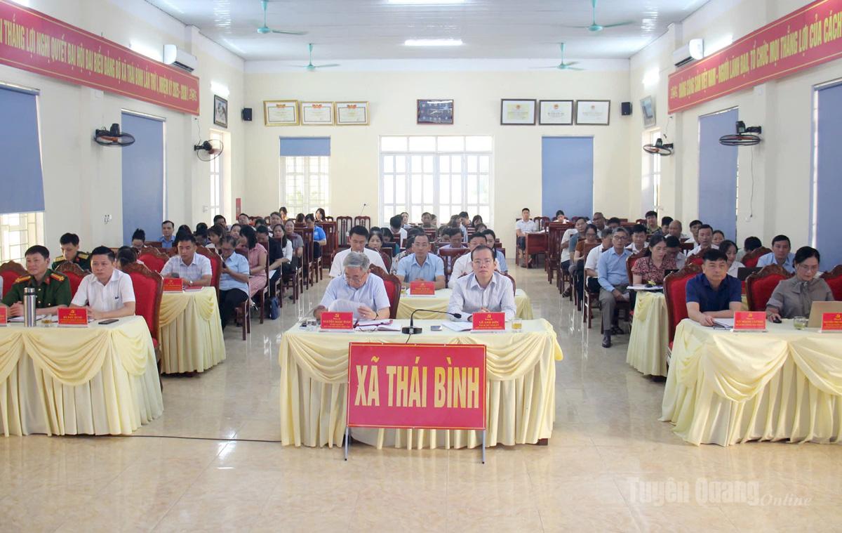 Các đại biểu dự tại điểm cầu xã Thái Bình, tỉnh Tuyên Quang. Ảnh: Minh Thủy