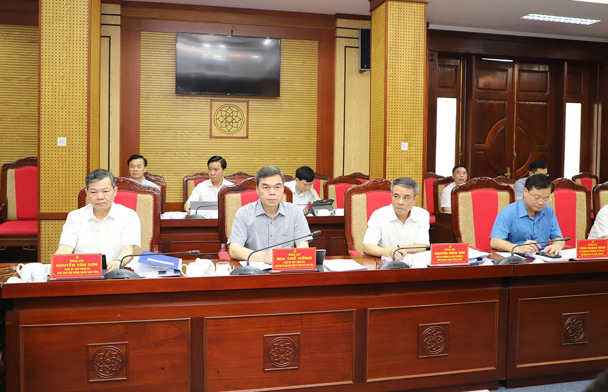 Các đồng chí Thường trực Tỉnh ủy dự hội nghị.