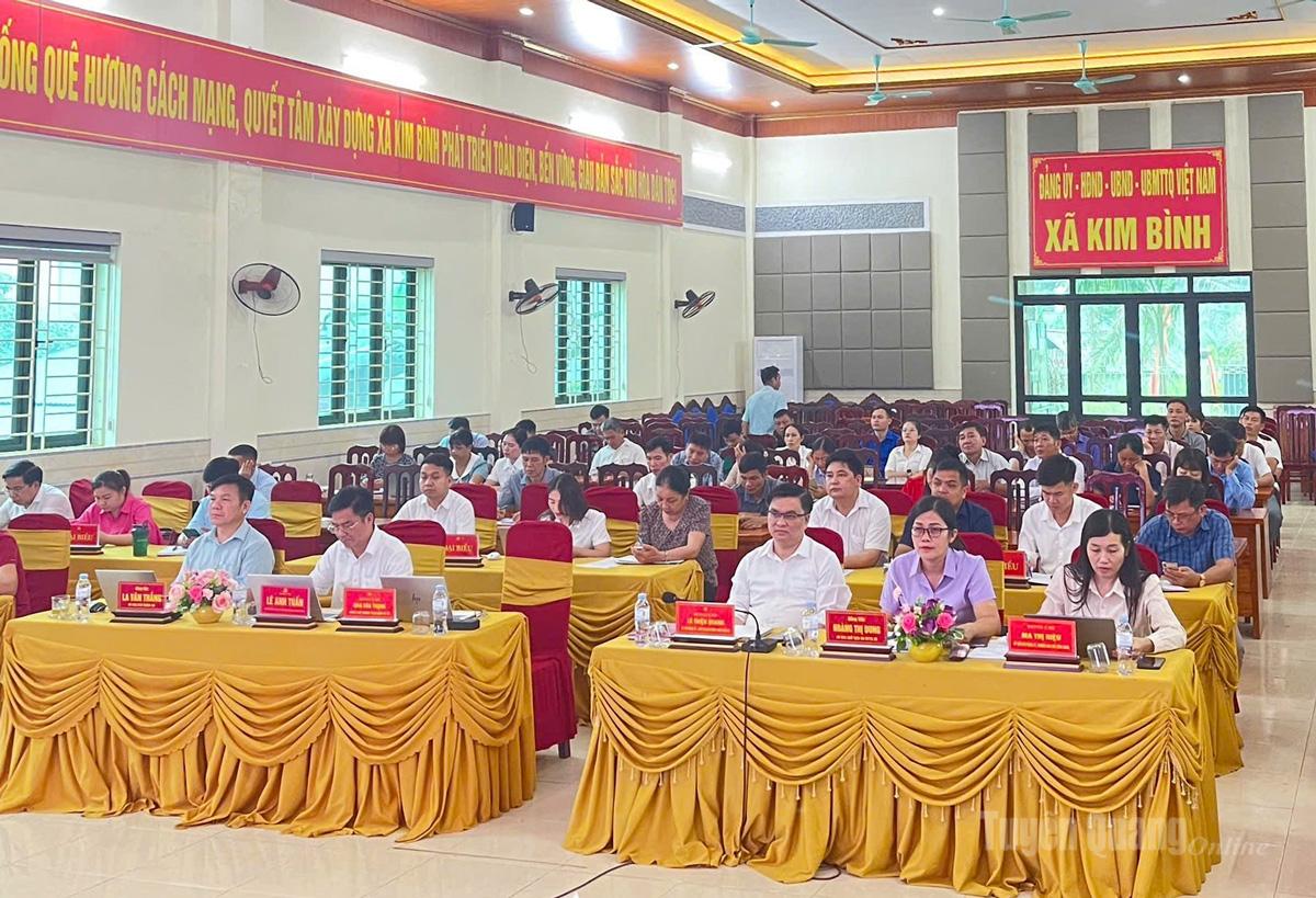 Đại biểu dự hội nghị tại điểm cầu xã Kim Bình. Ảnh: Quốc Việt