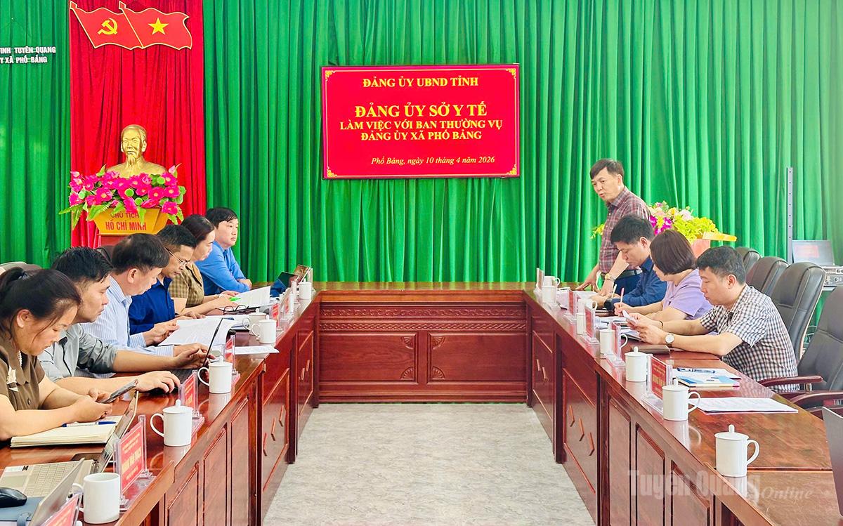 Đồng chí Nguyễn Thành Hưng, Giám đốc Sở Y tế phát biểu tại buổi làm việc.