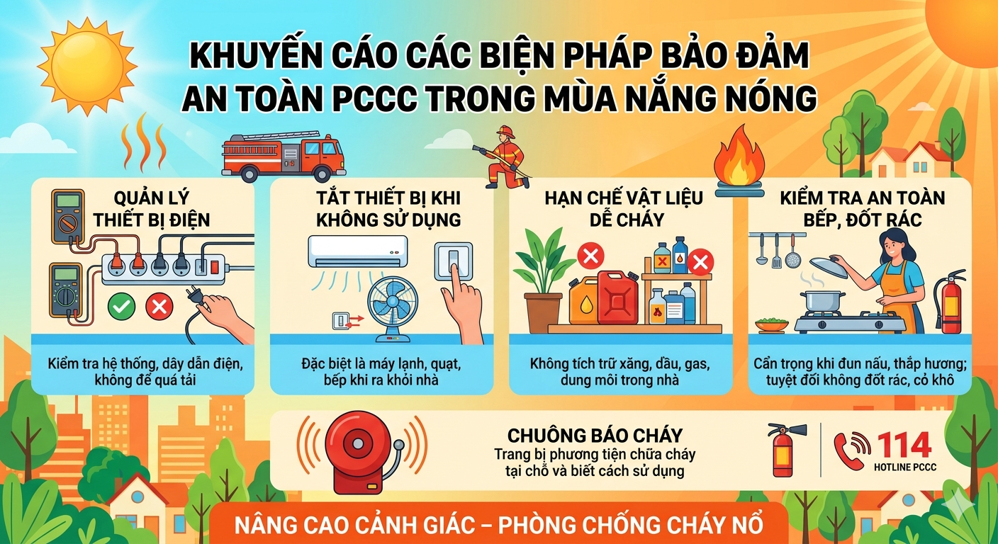 Khuyến cáo các biện pháp bảo đảm an toàn PCCC trong mùa năng nóng