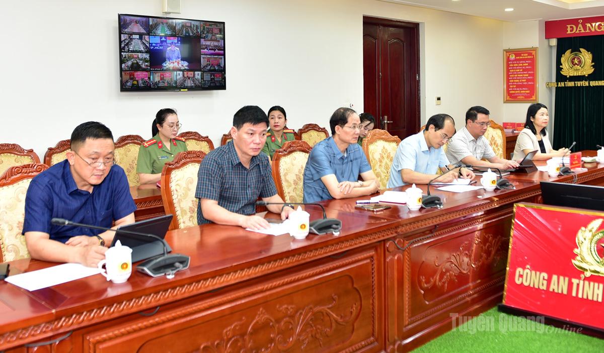 Các đại biểu dự Hội nghị tại điểm cầu Công an tỉnh.