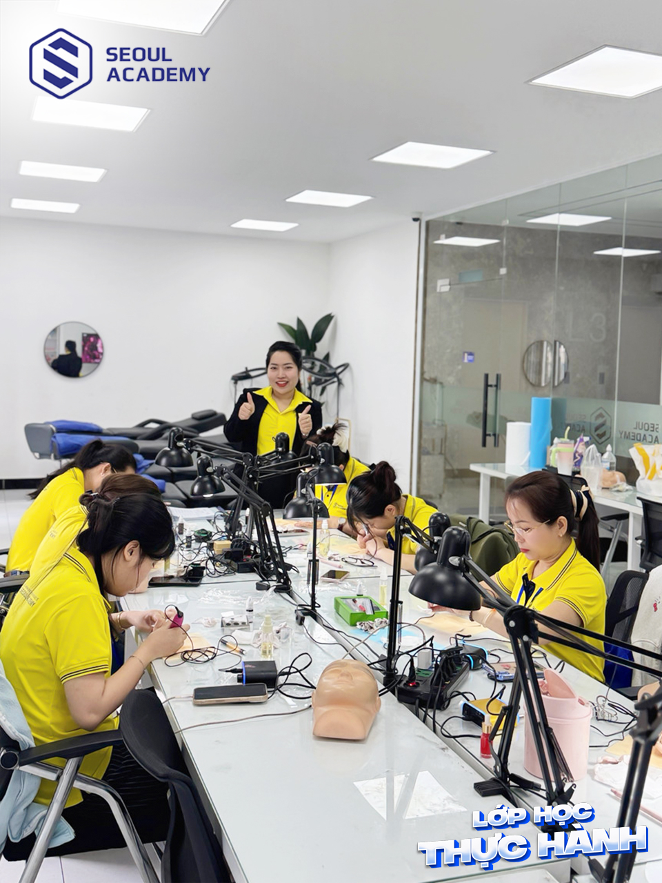 Chương trình đào tạo tại Seoul Academy chiếm đến 90% thời lượng thực hành