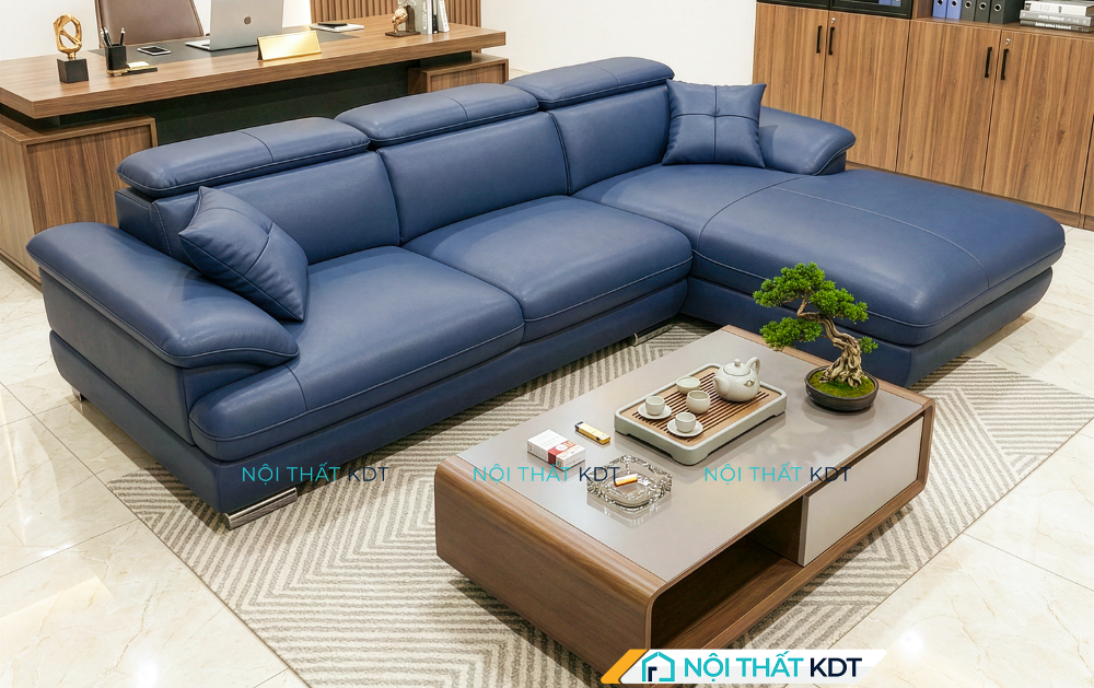 Sofa góc chữ L được thiết kế tinh tế giúp tối ưu hóa góc phòng khách.