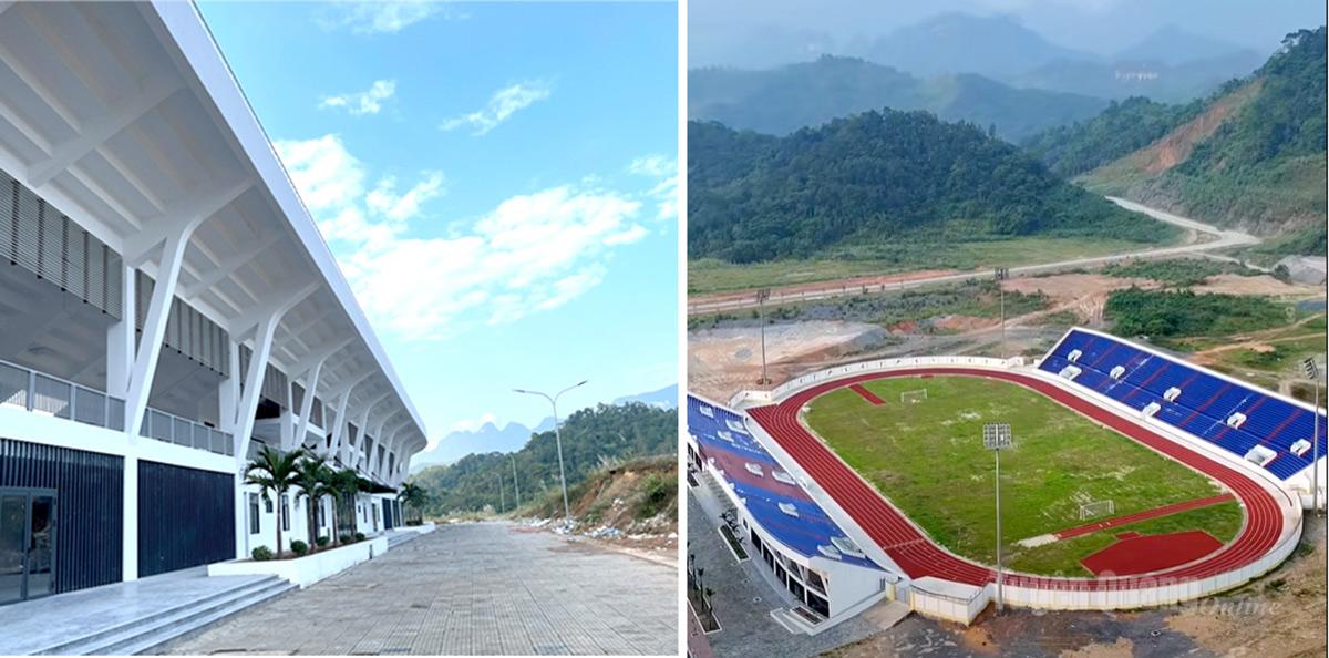 Bên ngoài và bên trong Khu Liên hợp Thể thao - Văn hóa Hà Giang.