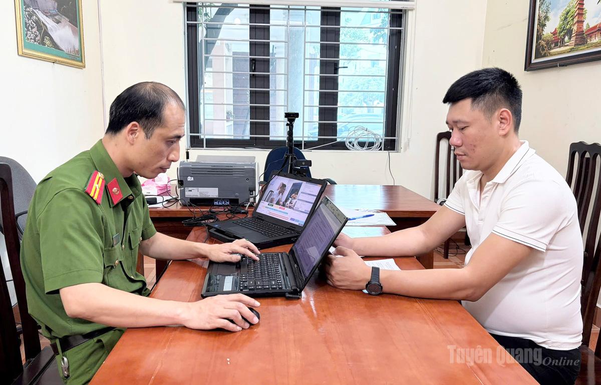 Đối tượng Lê Duy Sánh tại cơ quan Công an.