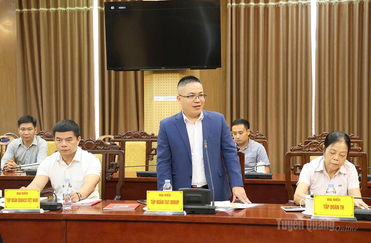 Đại diện Tập đoàn T&T phát biểu tham vấn với tỉnh về công tác quy hoạch để thu hút nhà đầu tư.