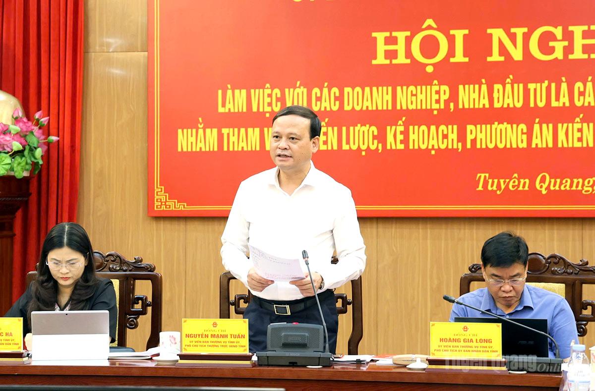 Đồng chí Nguyễn Mạnh Tuấn, Ủy viên Ban Thường vụ Tỉnh ủy, Phó Chủ tịch Thường trực UBND tỉnh phát biểu chỉ đạo hội nghij.