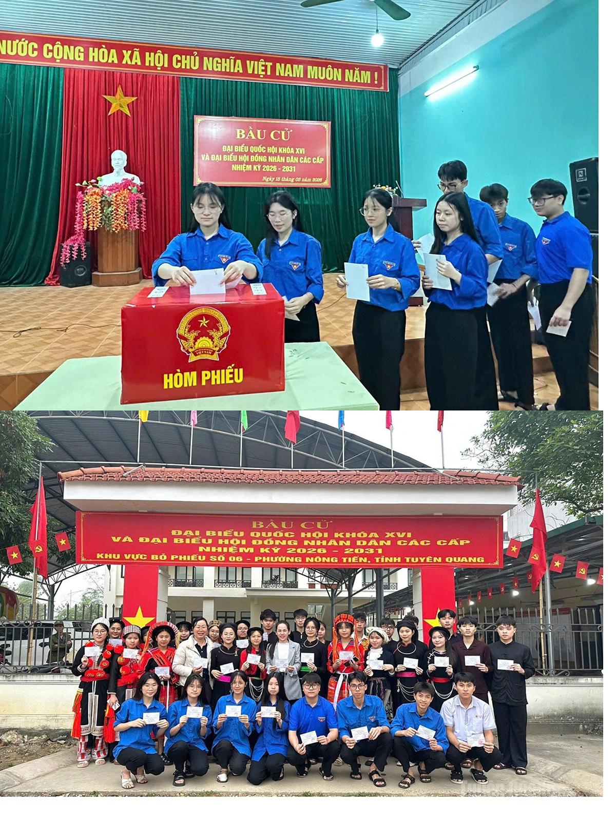 Cử tri tuổi 18 trường Phổ thông Dân tộc nội trú THPT tỉnh Tuyên Quang tự hào thực hiện quyền bầu cử lần đầu tiên của mình.