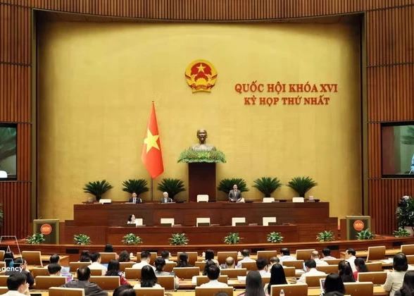 NA Vice Chairman Nguyen Khac Dinh speaks at the 16th National Assembly (NA)’s first session on April 20 (Photo: VNA)