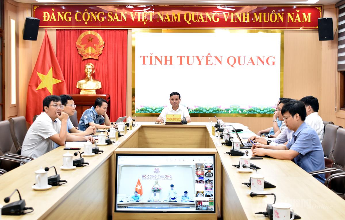Đồng chí Nguyễn Mạnh Tuấn, Ủy viên Ban Thường vụ Tỉnh ủy, Phó Chủ tịch Thường trực UBND tỉnh dự và chủ trì tại điểm cầu Tuyên Quang.