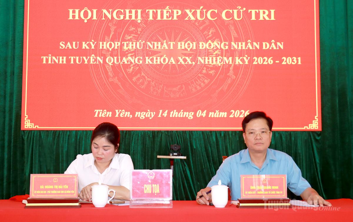 Trưởng Ban Tổ chức Tỉnh ủy Trần Quang Minh tiếp xúc cử tri xã Tiên Yên.