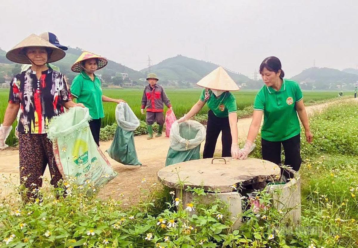 Hội Nông dân phường An Tường ra quân thu gom vỏ bao bì, thuốc bảo vệ thực vật làm sạch đồng ruộng.