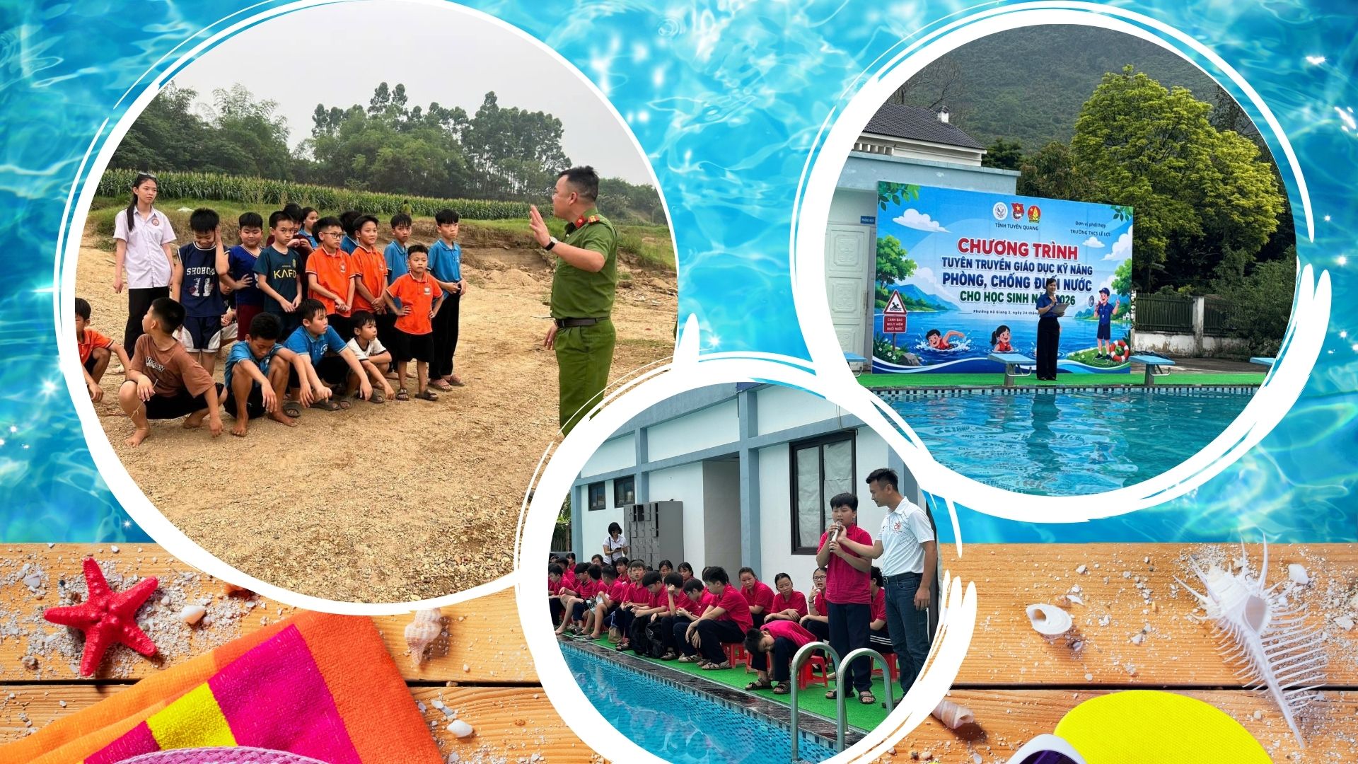 Việc dạy bơi và tuyên truyền phòng chống đuối nước được thực hiện thường xuyên, liên tục  để các em biết cách tự bảo vệ bảo thân trước nguy cơ tiềm ẩn khi vui chơi trong hè.