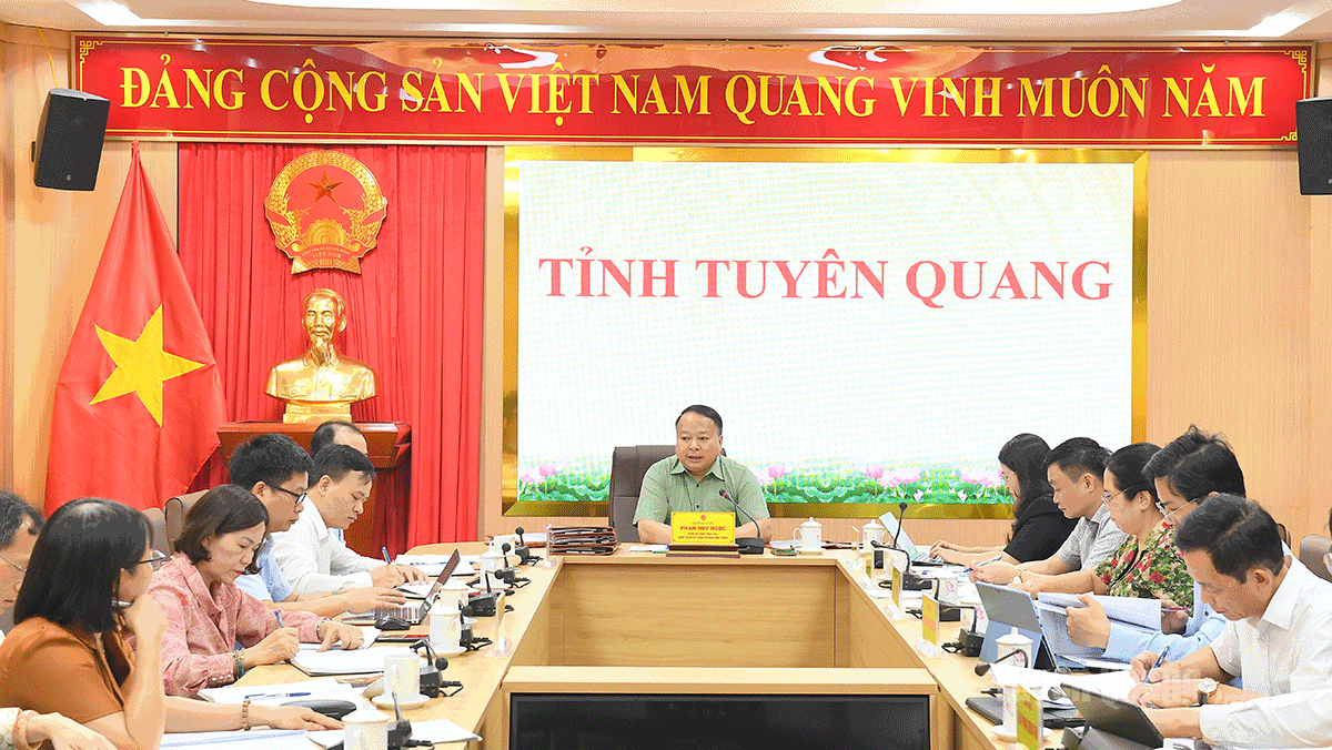 Chủ tịch UBND tỉnh Phan Huy Ngọc chủ trì buổi làm việc.