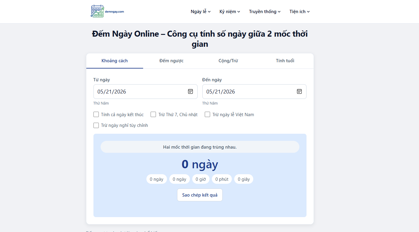 Công cụ Đếm Ngày Online được ứng dụng trong nhiều hoạt động