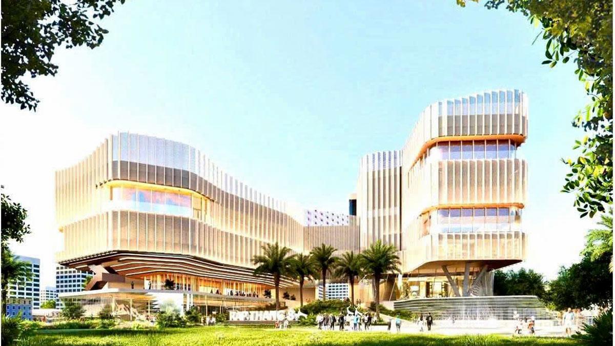 Phối cảnh công trình Rạp Tháng 8 và các dịch vụ văn hóa.
