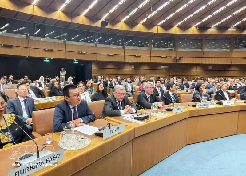Ambassador Vu Le Thai Hoang, Permanent Representative of Viet Nam to the United Nations and other international organisations in Vienna (Austria), speaks at the event (Photo: VNA)
