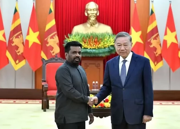 General Secretary To Lam receives President of Sri Lanka Anura Kumara Dissanayake in Ha Noi on May 4, 2025. (Photo: Dang Khoa)