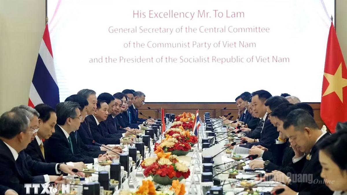Tổng Bí thư, Chủ tịch nước Tô Lâm hội đàm với Thủ tướng Thái Lan Anutin Charnvirakul