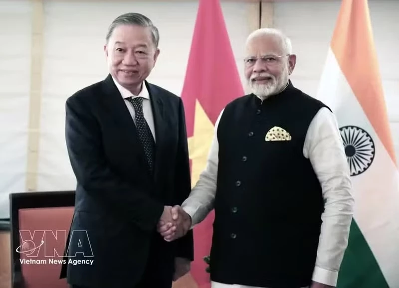 Within the framework of his participation in the 79th session of the United Nations General Assembly and working visit to the US, Party General Secretary and State President To Lam meets with Indian Prime Minister Narendra Modi in New York on September 23, 2024 (local time). (Photo: VNA)