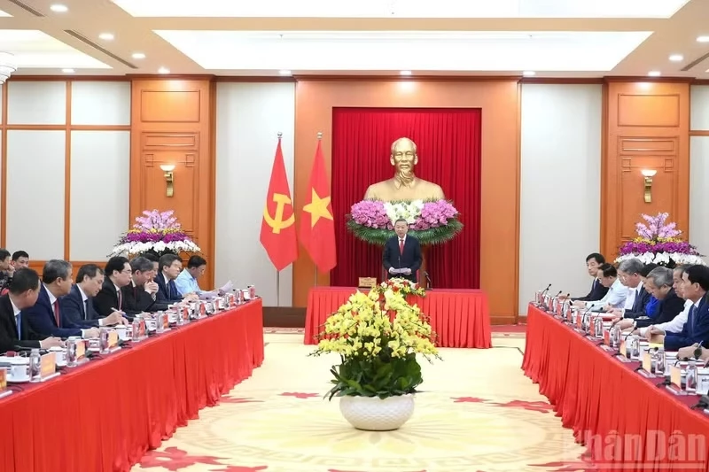 A view of the working session at the Party Central Committee Headquarters.