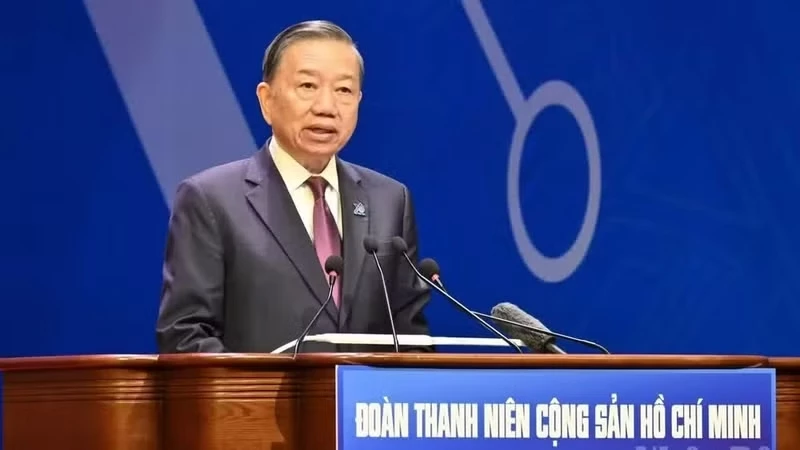 Party General Secretary and State President To Lam addresses the opening session of the 13th Ho Chi Minh Communist Youth Union National Congress for the 2026–2031 term in Ha Noi on June 25. (Photo: NDO)
