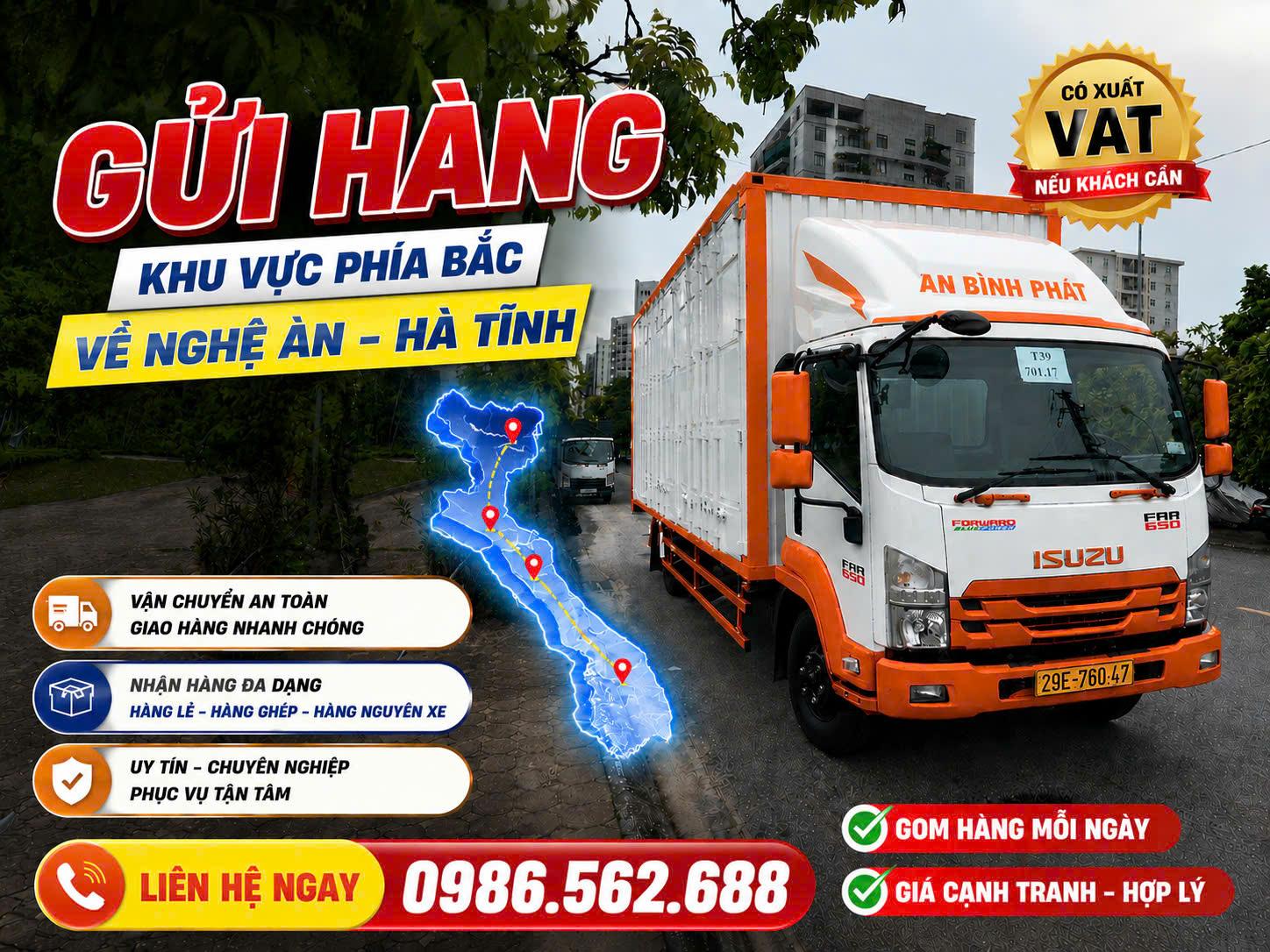 Xe vận chuyển hàng hóa trực tiếp từ miền Bắc về Nghệ An