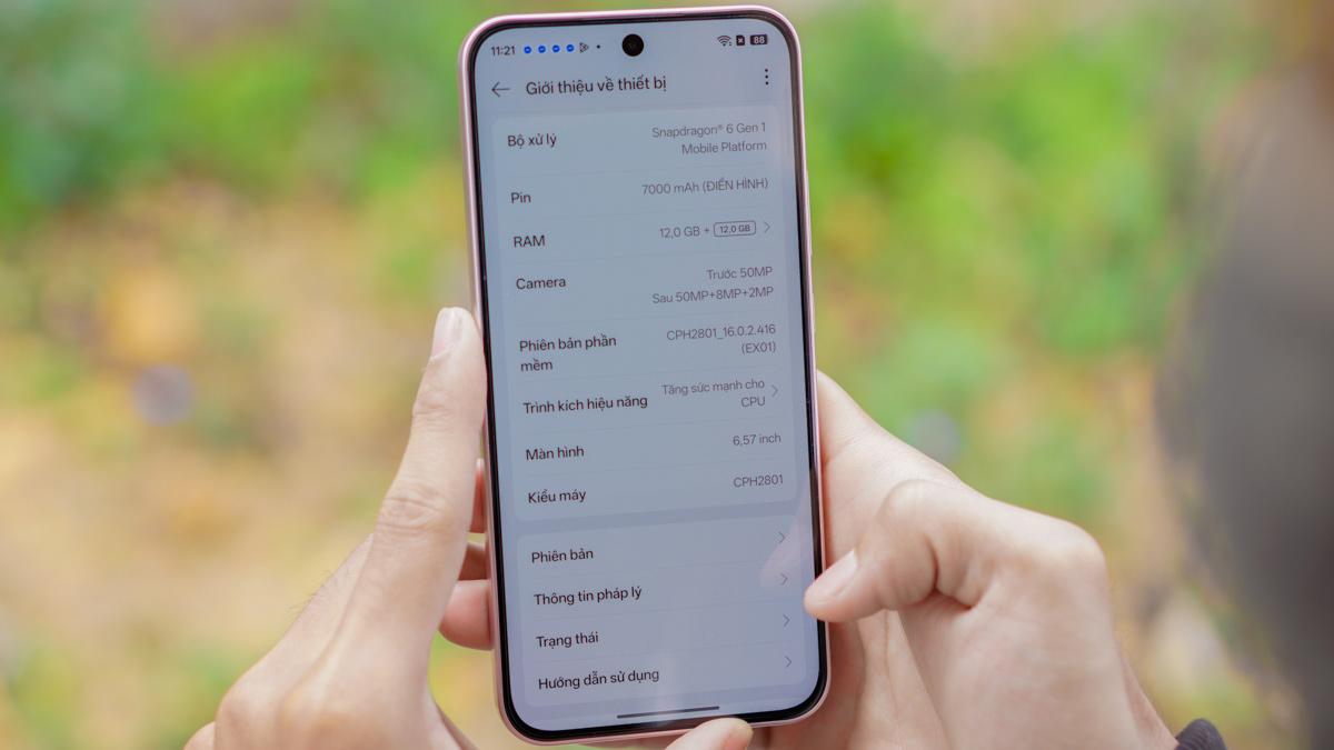 Reno15 F có pin dung lượng 7000 mAh