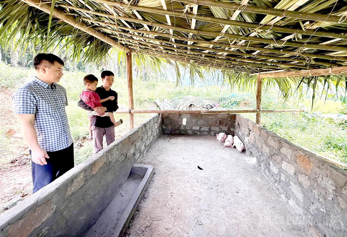 Các nhà hảo tâm hỗ trợ con giống cho gia đình anh Hoàng Văn Nhâm, thôn Chương, xã Hùng Lợi.
