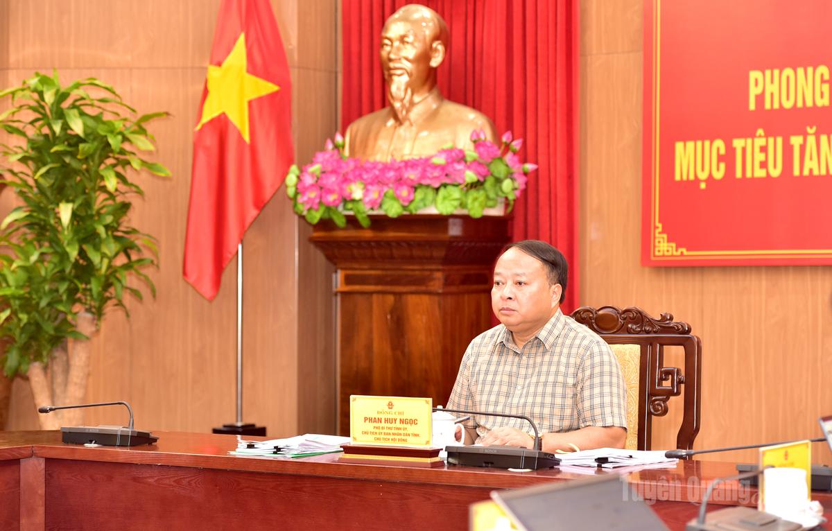 Đồng chí Chủ tịch UBND tỉnh Phan Huy Ngọc dự và chủ trì tại điểm cầu Tuyên Quang.