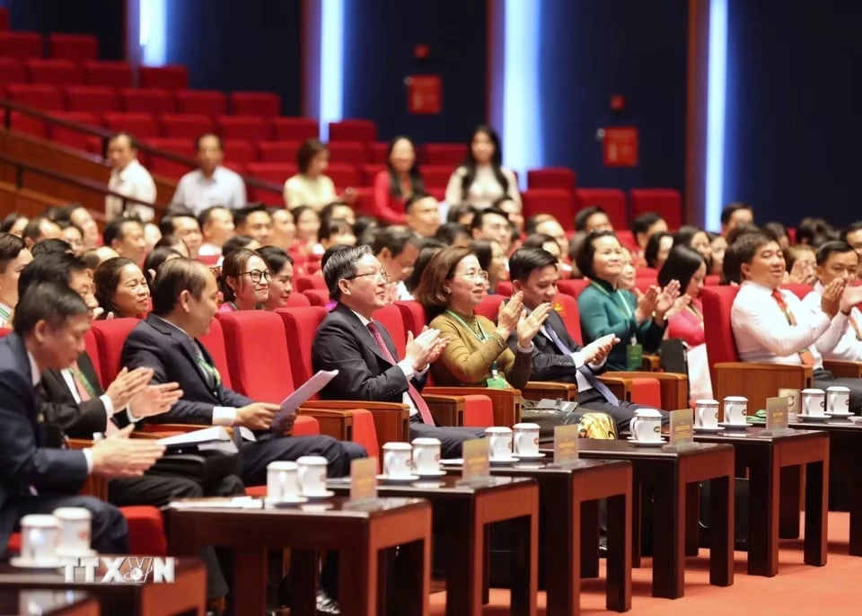 Các đại biểu tham dự Phiên thứ nhất Đại hội đại biểu toàn quốc Hội Nông dân Việt Nam lần thứ IX. (Ảnh: Hoàng Hiếu/TTXVN)