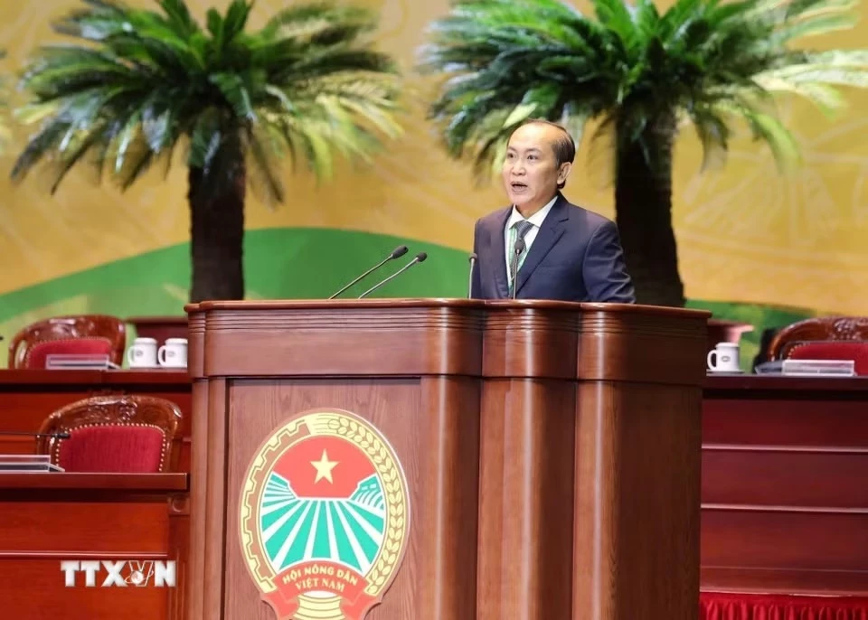Phó Chủ tịch thường trực Ban Chấp hành Trung ương Hội Nông dân Việt Nam Phan Như Nguyện phát biểu. (Ảnh: Hoàng Hiếu/TTXVN)