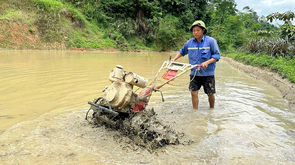 Agricultural machinery is being used in the fields, helping to reduce the physical burden on farmers.