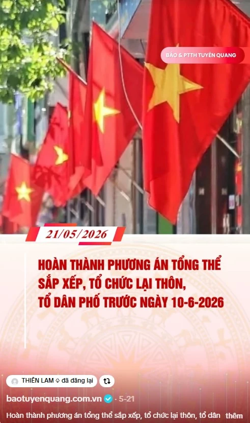 Ho&agrave;n th&agrave;nh phương &aacute;n tổng thể sắp xếp, tổ chức lại th&ocirc;n, tổ d&acirc;n phố trước ng&agrave;y 10/6/2026