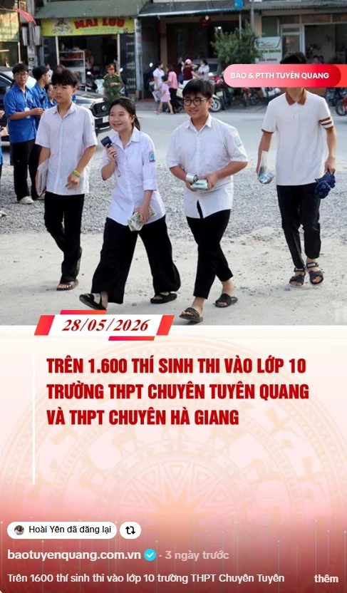 Tr&ecirc;n 1600 th&iacute; sinh thi v&agrave;o lớp 10 trường THPT Chuy&ecirc;n Tuy&ecirc;n Quang v&agrave; THPT Chuy&ecirc;n H&agrave; Giang