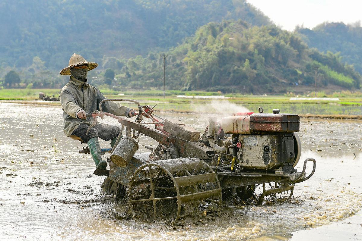 Người dân cơ giới hóa khâu làm đất.