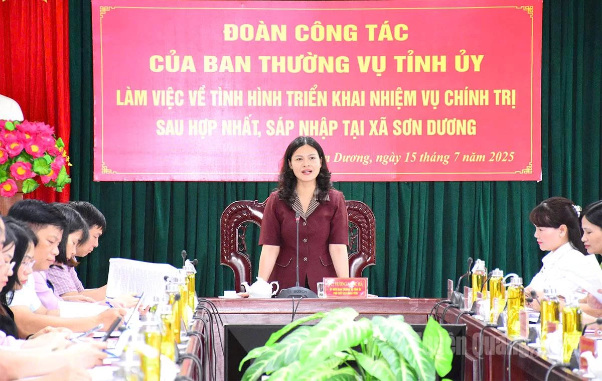 Đồng chí Vương Ngọc Hà, Uỷ viên Ban Thường vụ Tỉnh uỷ, Phó Chủ tịch UBND tỉnh phát biểu chỉ đạo tại buổi làm việc. Ảnh: Minh Hoa