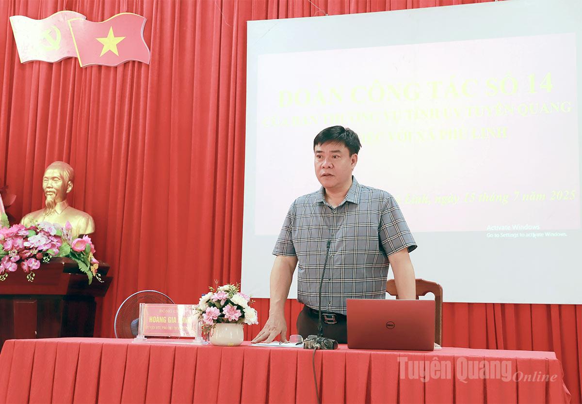 Phó Chủ tịch UBND tỉnh Hoàng Gia Long chủ trì buổi làm việc với Đảng ủy xã Phú Linh.