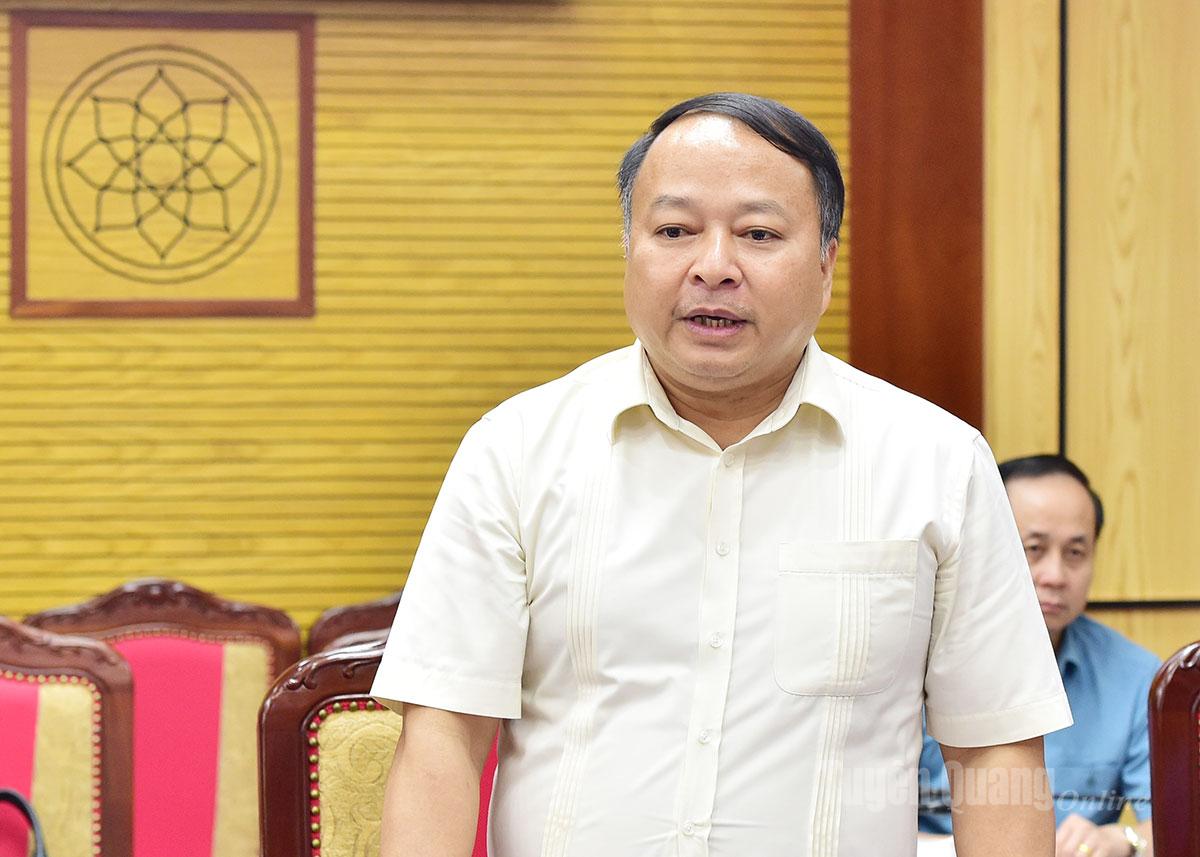 Chủ tịch UBND tỉnh Phan Huy Ngọc phát biểu tại buổi làm việc.