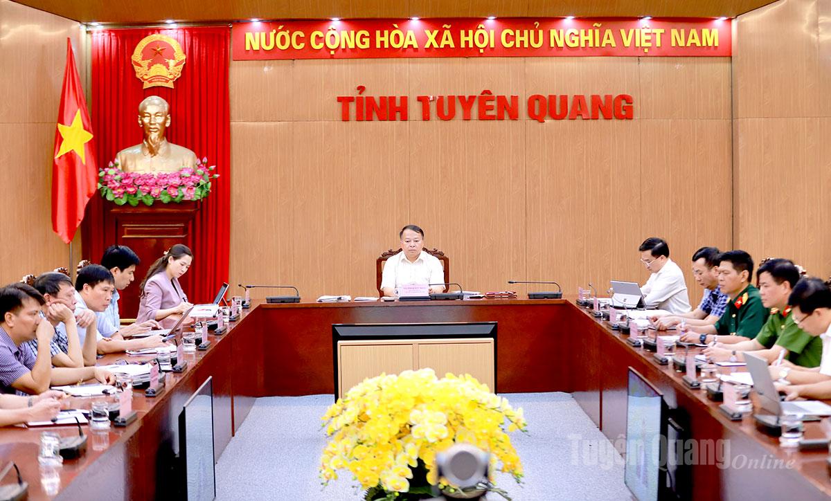 Quang cảnh hội nghị tại điểm cầu tỉnh.