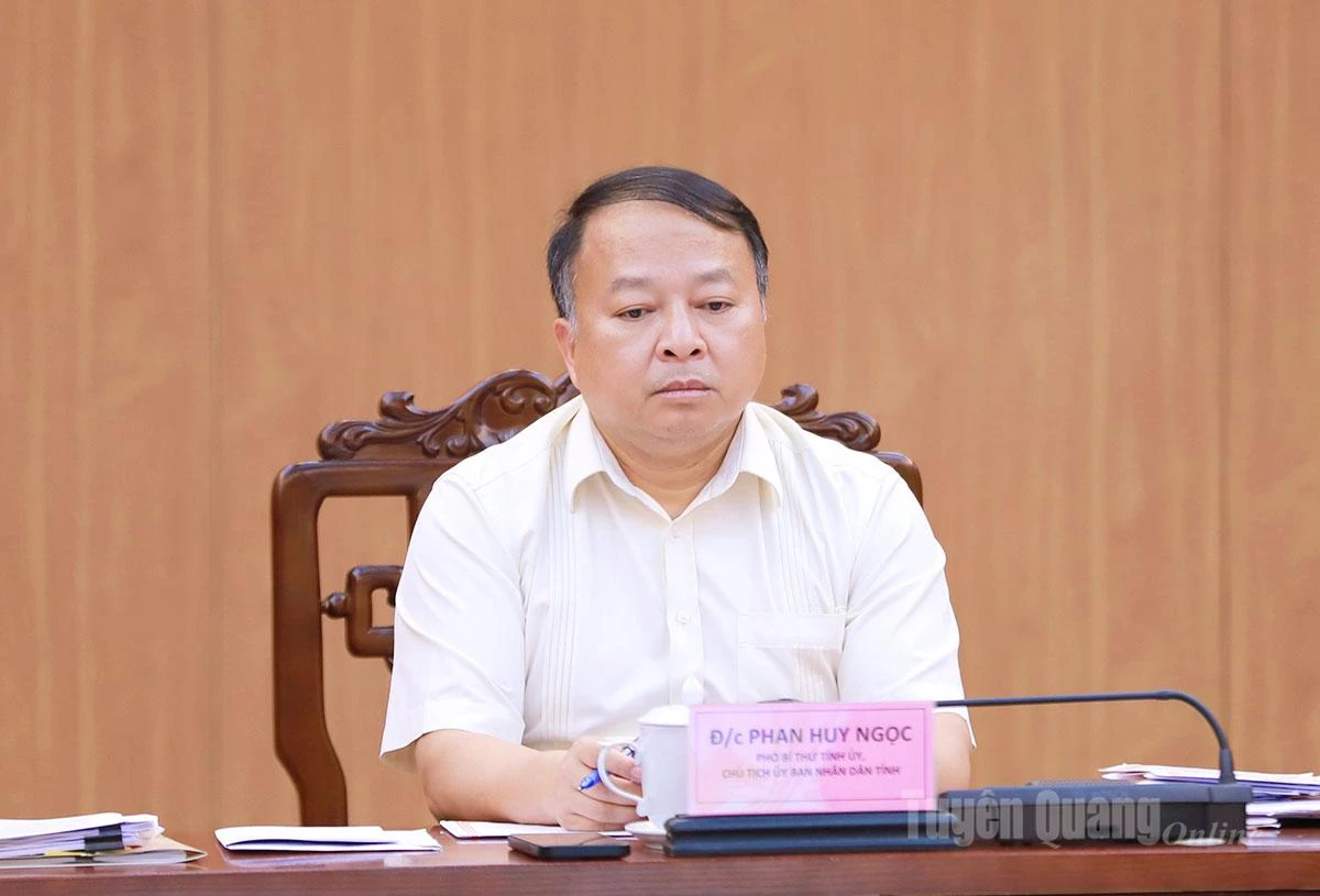  Chủ tịch UBND tỉnh Phan Huy Ngọc chủ trì tại điểm cầu tỉnh.