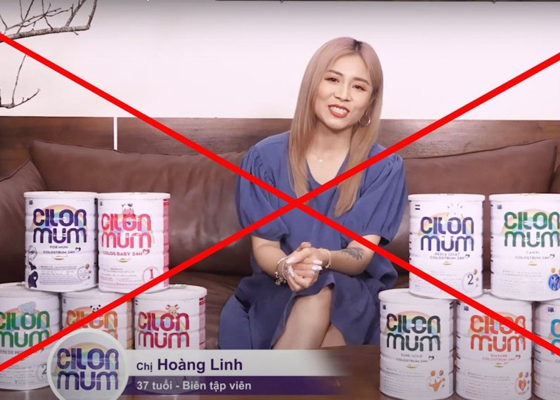 Hình ảnh MC Hoàng Linh quảng cáo sữa được chia sẻ trên mạng xã hội thời gian qua (Ảnh chụp màn hình).