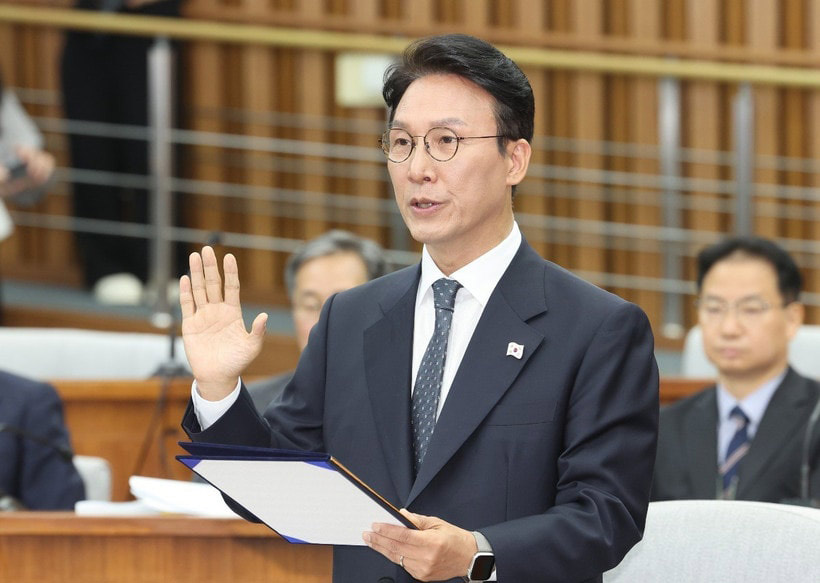 Ứng cử viên Thủ tướng Hàn Quốc Kim Min Seok trong phiên điều trần tại Quốc hội, ở Seoul ngày 24-6-2025. (Ảnh: Yonhap/TTXVN)